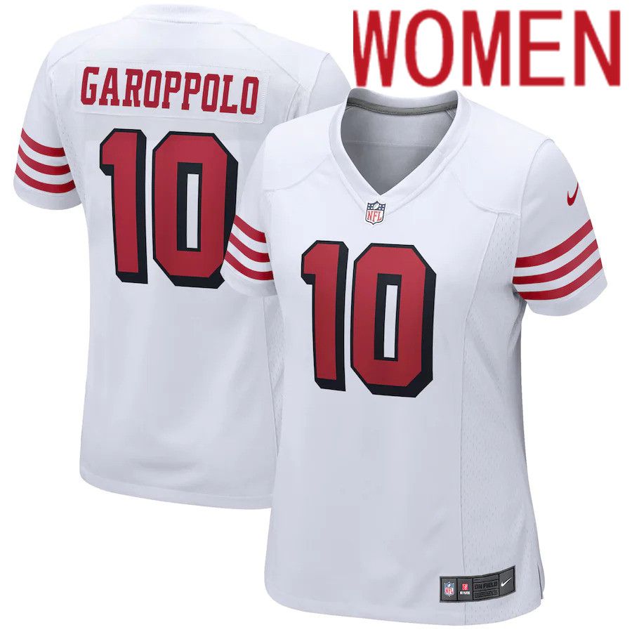 Women San Francisco 49ers 10 Jimmy Garoppolo Nike White Alternate Game Player NFL Jersey